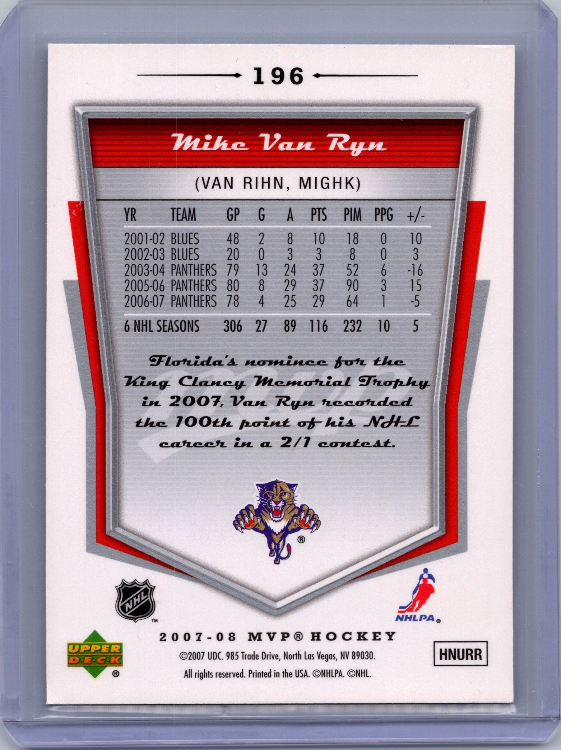 2007-08 Upper Deck MVP #196 Mike Van Ryn