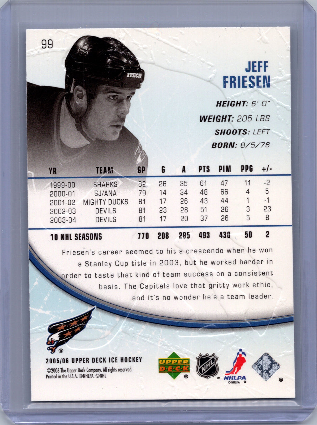 2005-06 Upper Deck Ice #99 Jeff Friesen