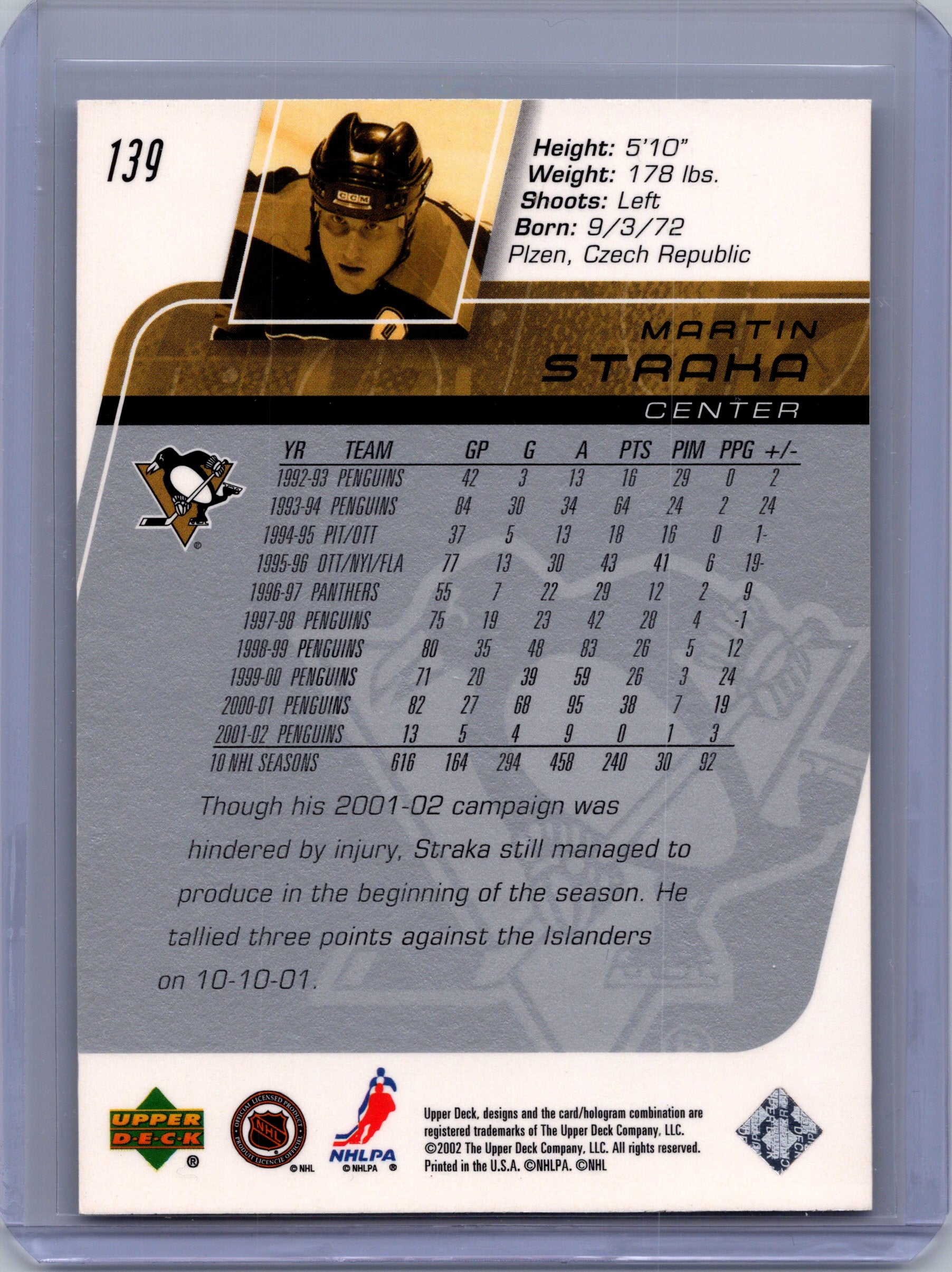 2002-03 Upper Deck #139 Martin Straka