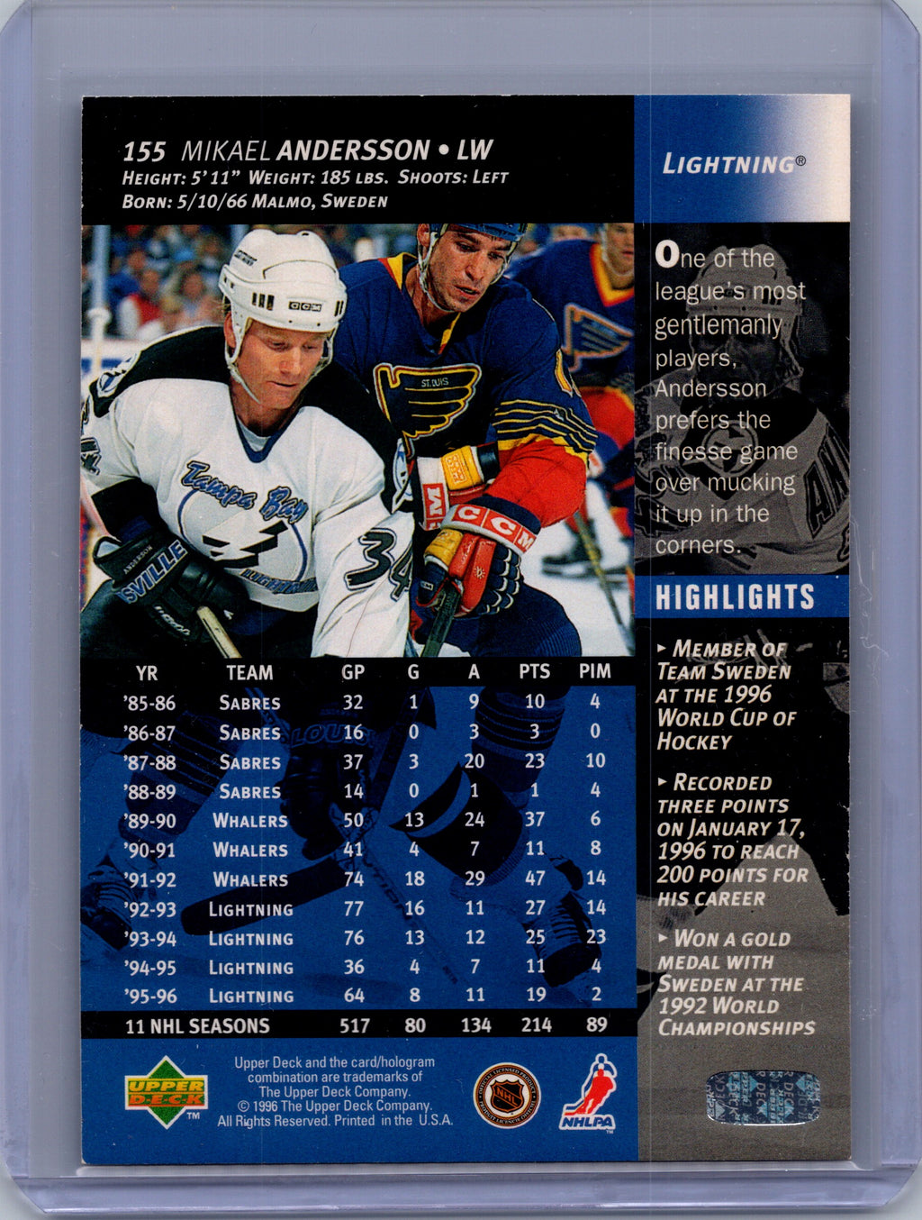 1996-97 Upper Deck #155 Mikael Andersson