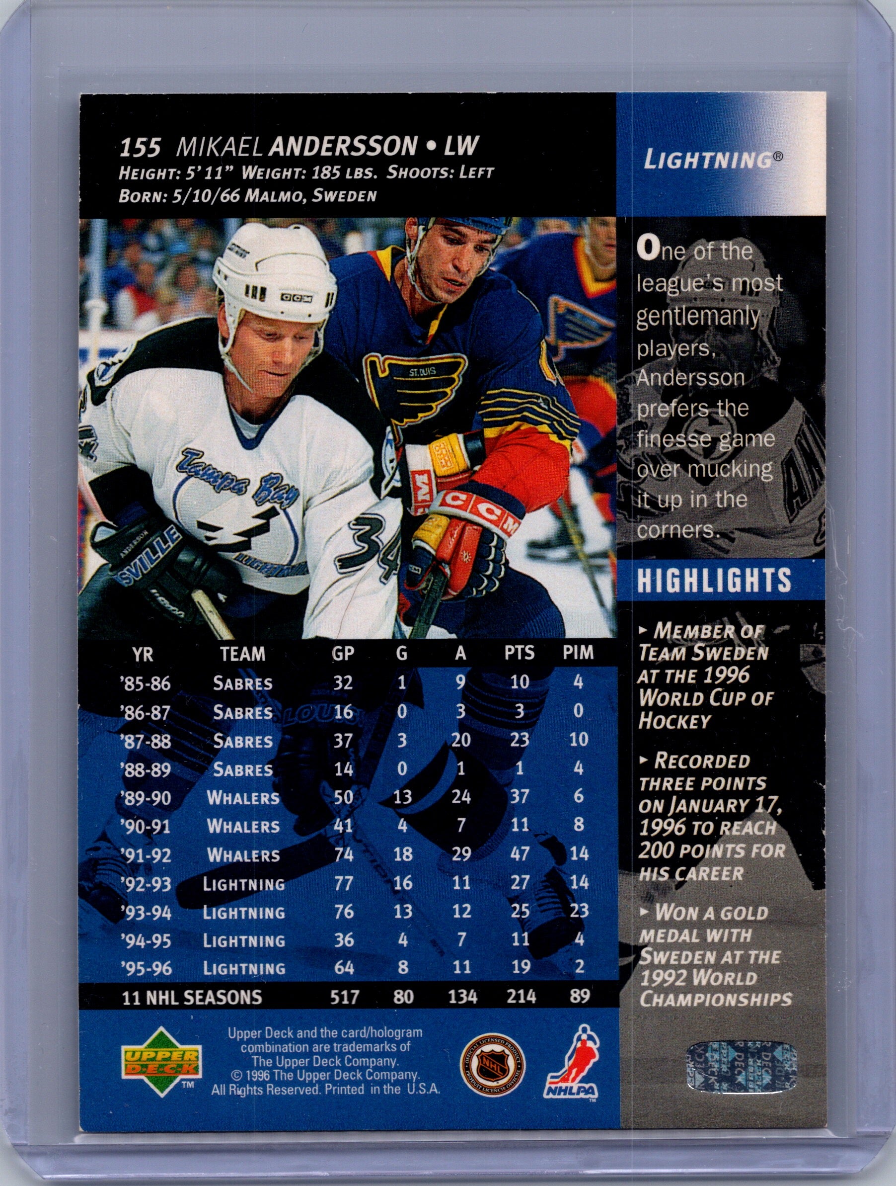 1996-97 Upper Deck #155 Mikael Andersson