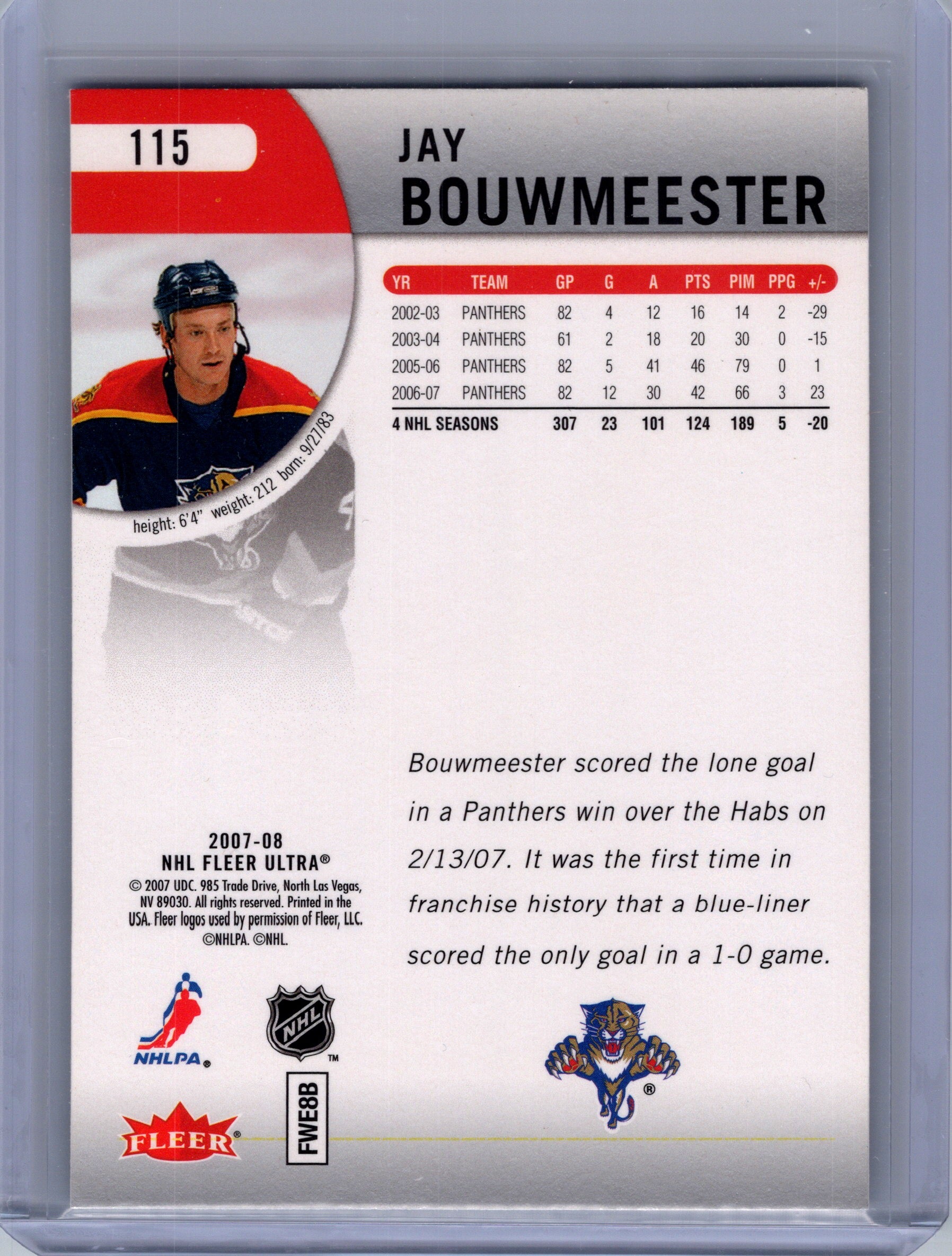 2007-08 Ultra #115 Jay Bouwmeester