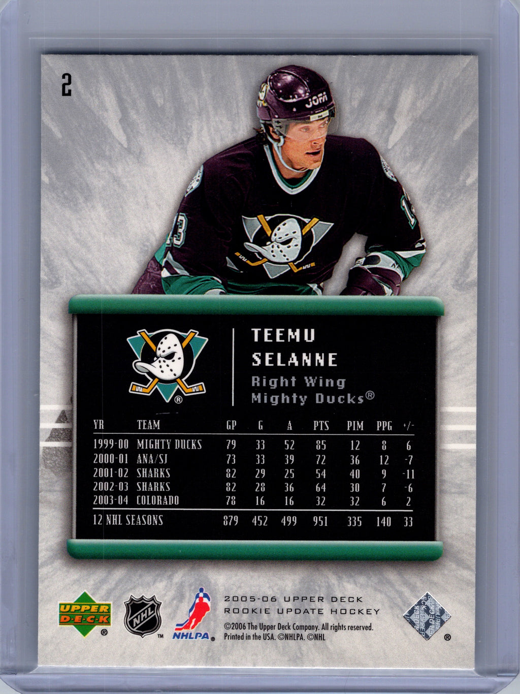 2005-06 Upper Deck Rookie Update #2 Teemu Selanne
