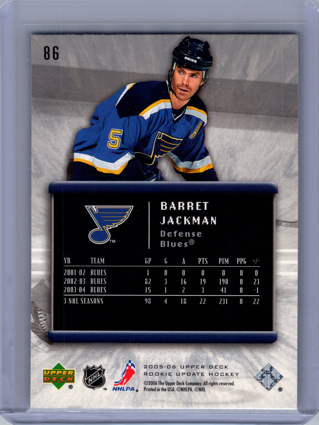 2005-06 Upper Deck Rookie Update #86 Barret Jackman