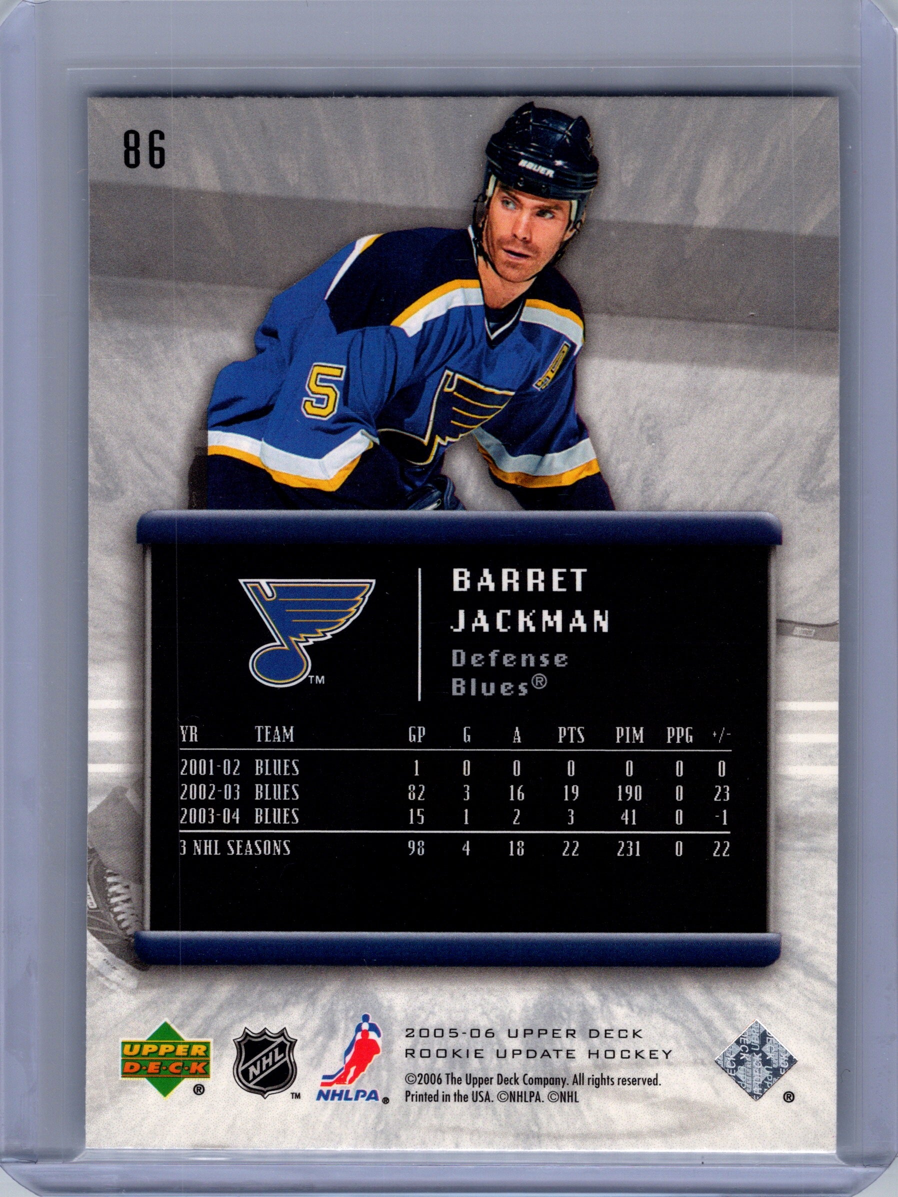 2005-06 Upper Deck Rookie Update #86 Barret Jackman