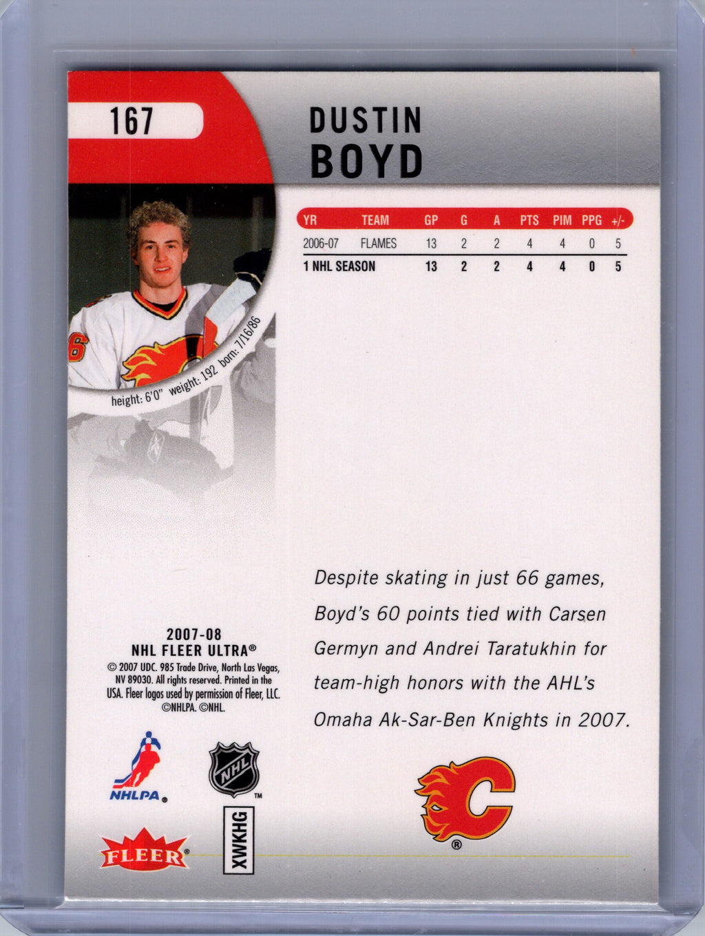 2007-08 Ultra #167 Dustin Boyd