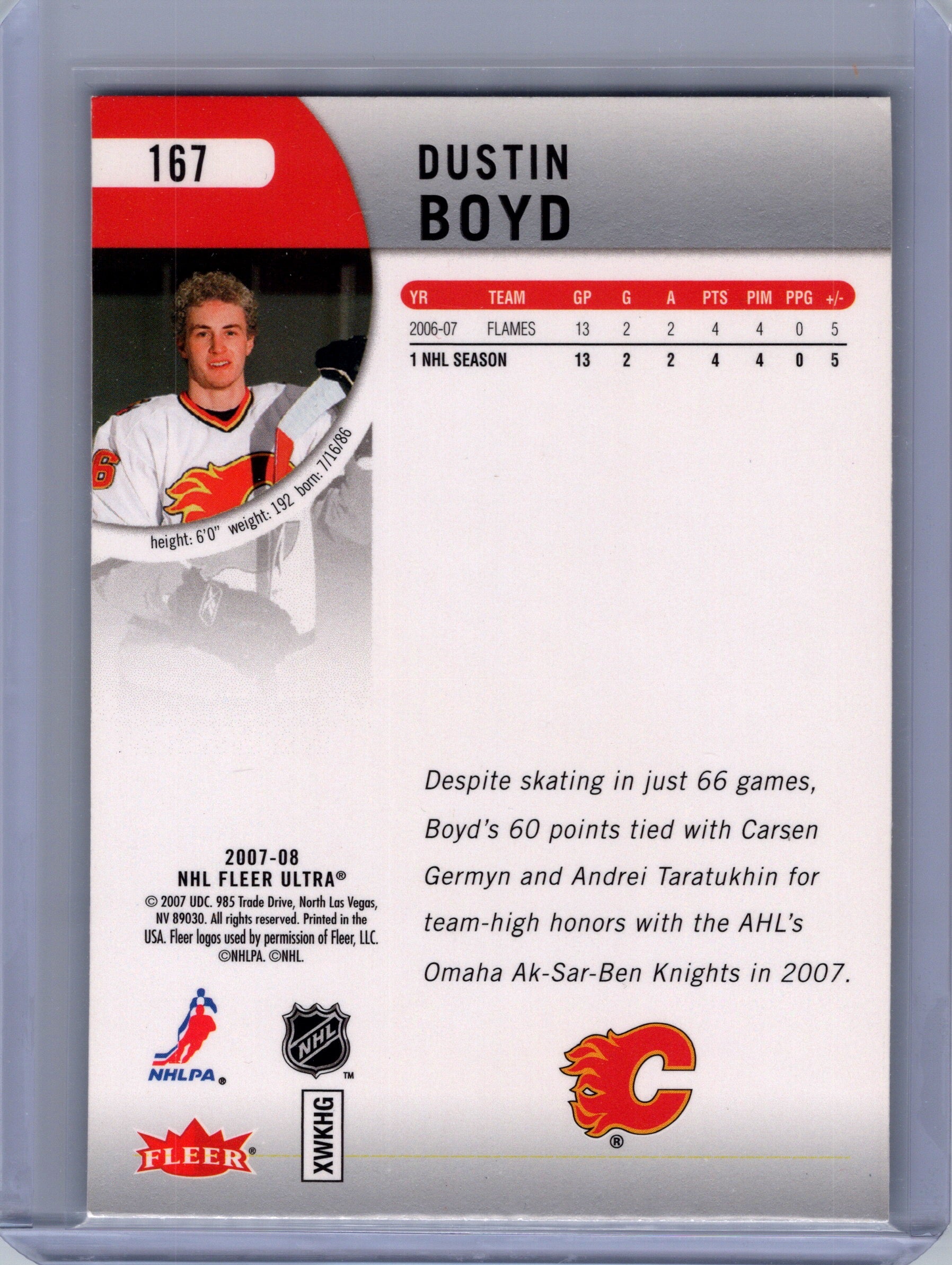 2007-08 Ultra #167 Dustin Boyd