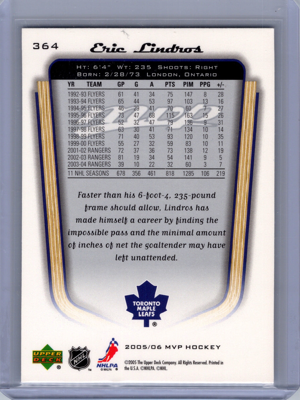 2005-06 Upper Deck MVP #364 Eric Lindros