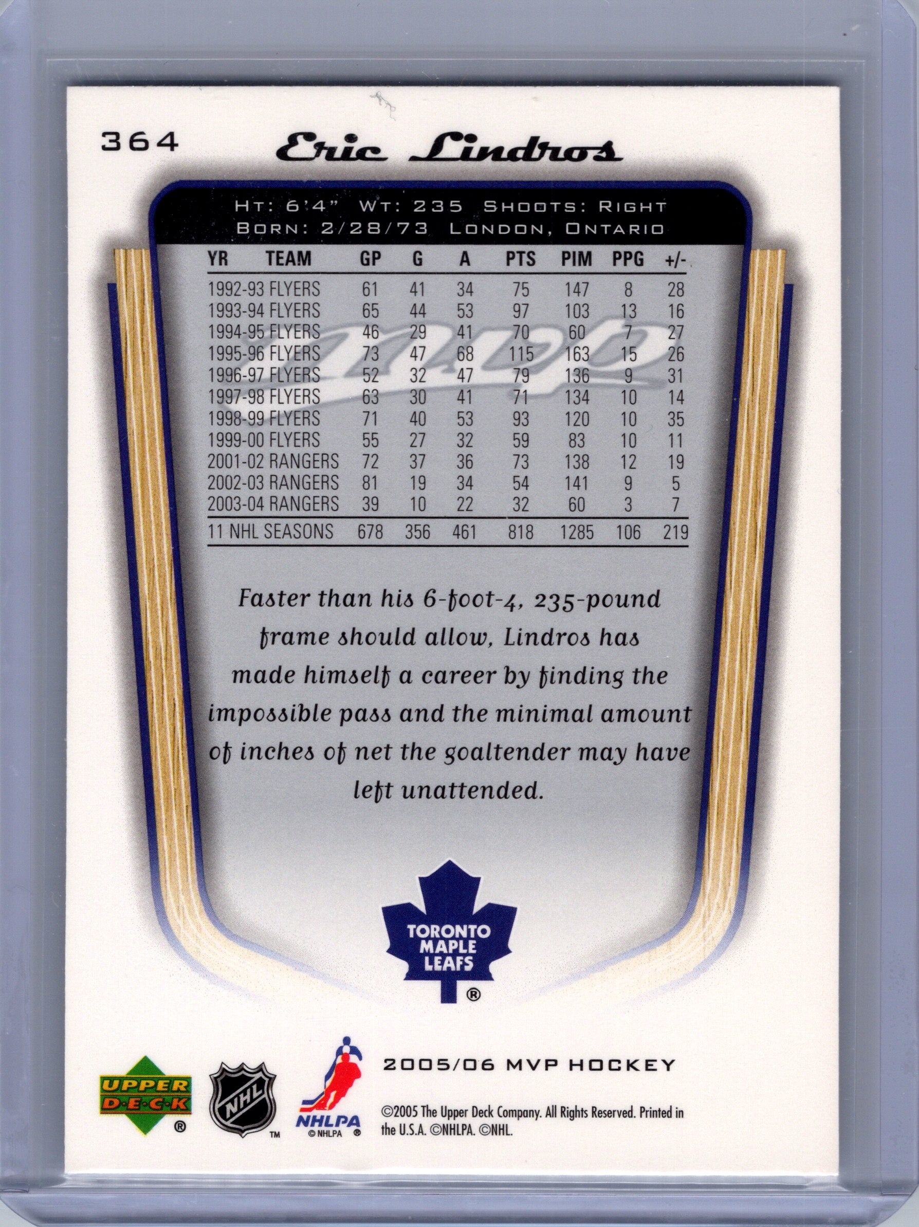 2005-06 Upper Deck MVP #364 Eric Lindros