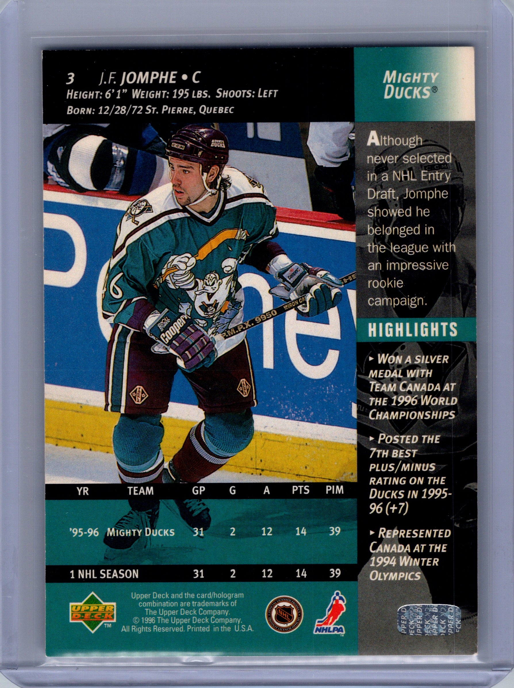 1996-97 Upper Deck #3 J.F. Jomphe