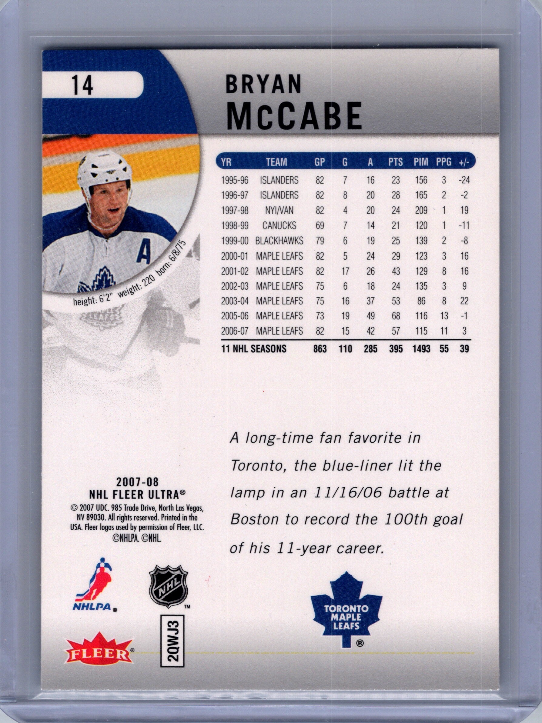 2007-08 Ultra #14 Bryan McCabe