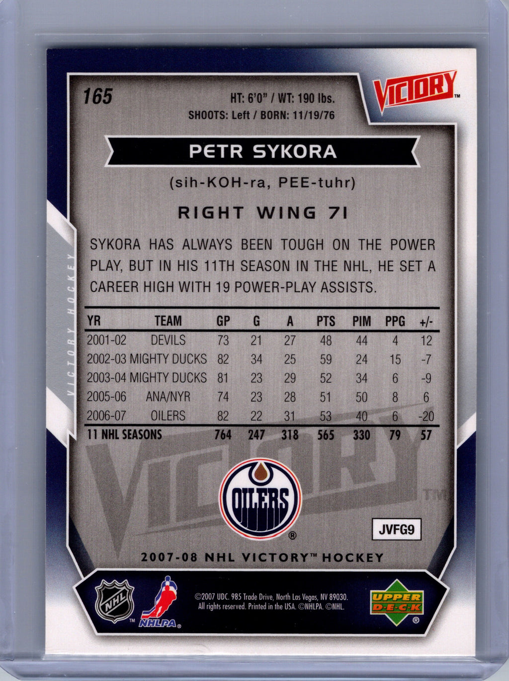2007-08 Upper Deck Victory #165 Petr Sykora