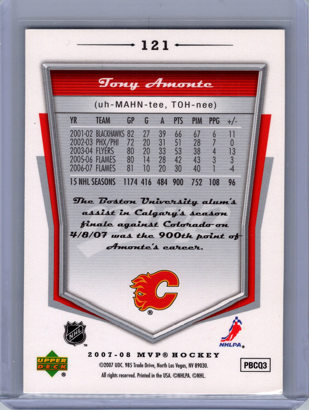 2007-08 Upper Deck MVP #121 Tony Amonte