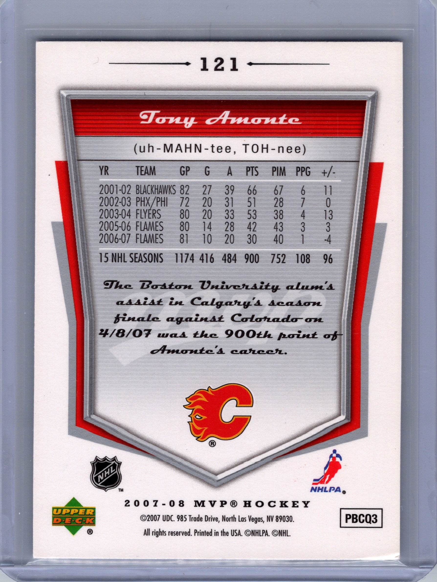2007-08 Upper Deck MVP #121 Tony Amonte