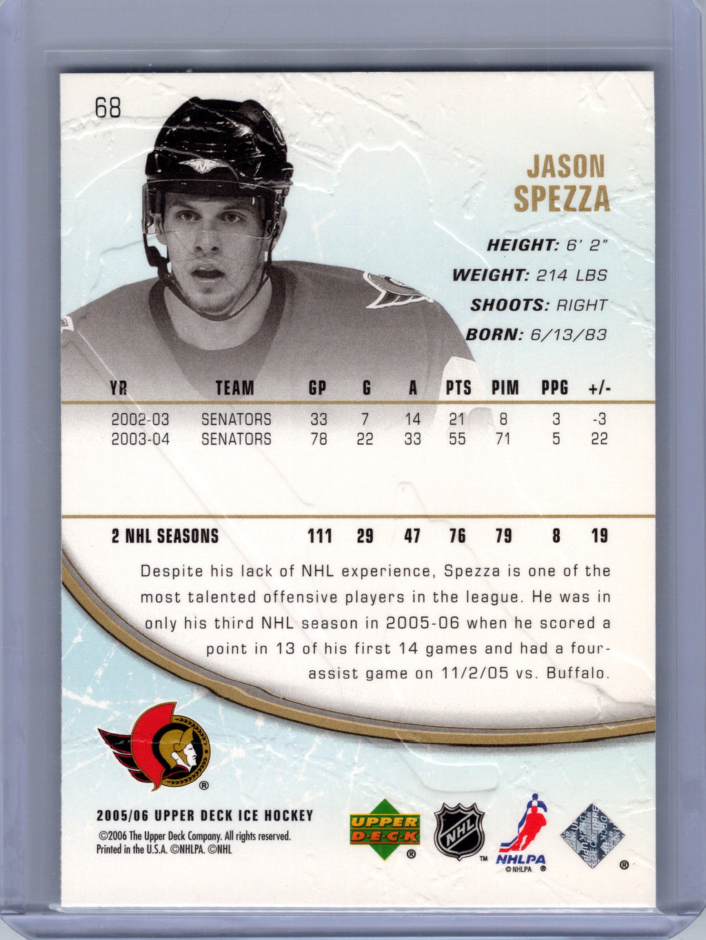2005-06 Upper Deck Ice #68 Jason Spezza