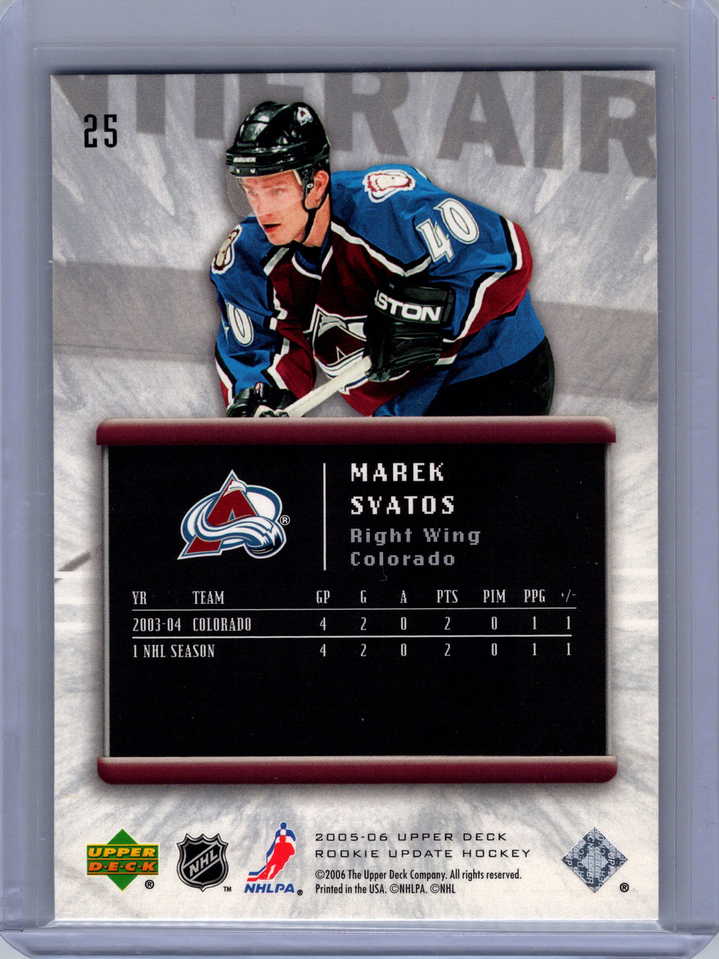 2005-06 Upper Deck Rookie Update #25 Marek Svatos