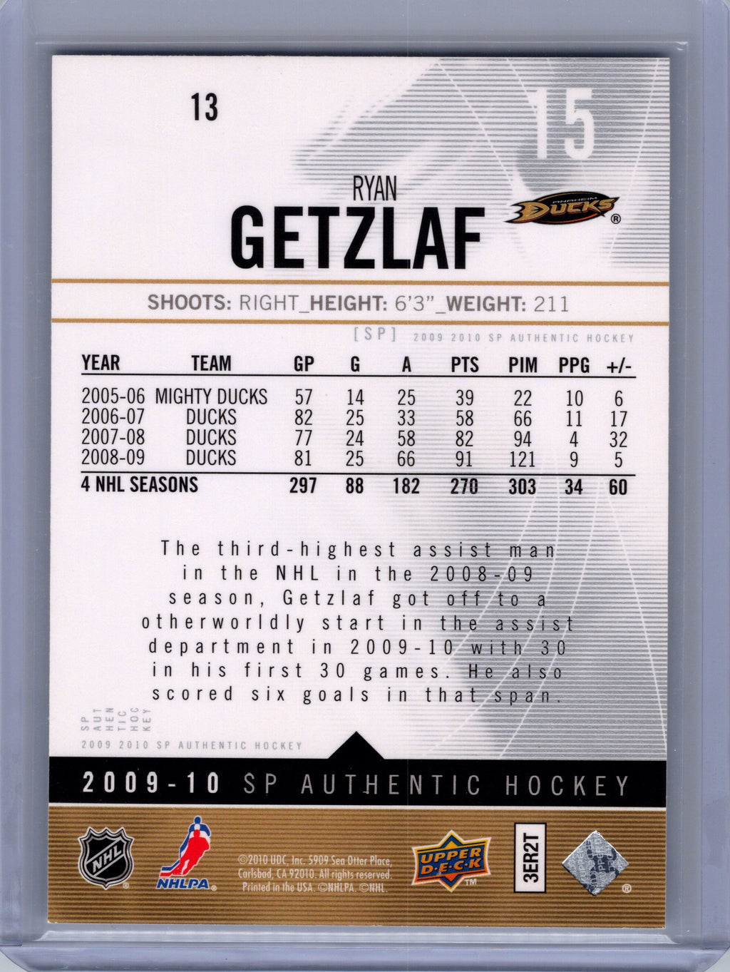 2009-10 SP Authentic #13 Ryan Getzlaf