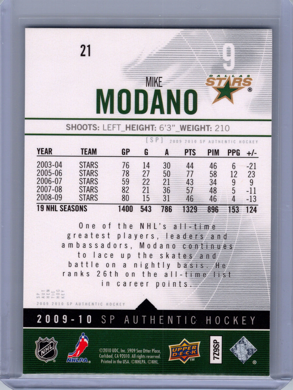 2009-10 SP Authentic #21 Mike Modano