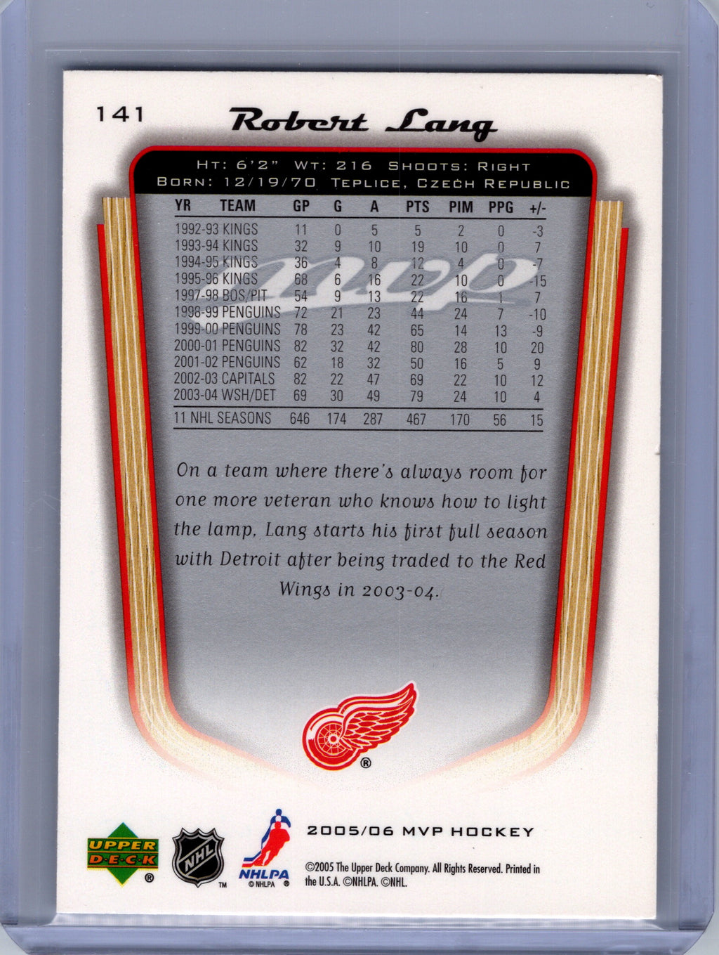 2005-06 Upper Deck MVP #141 Robert Lang