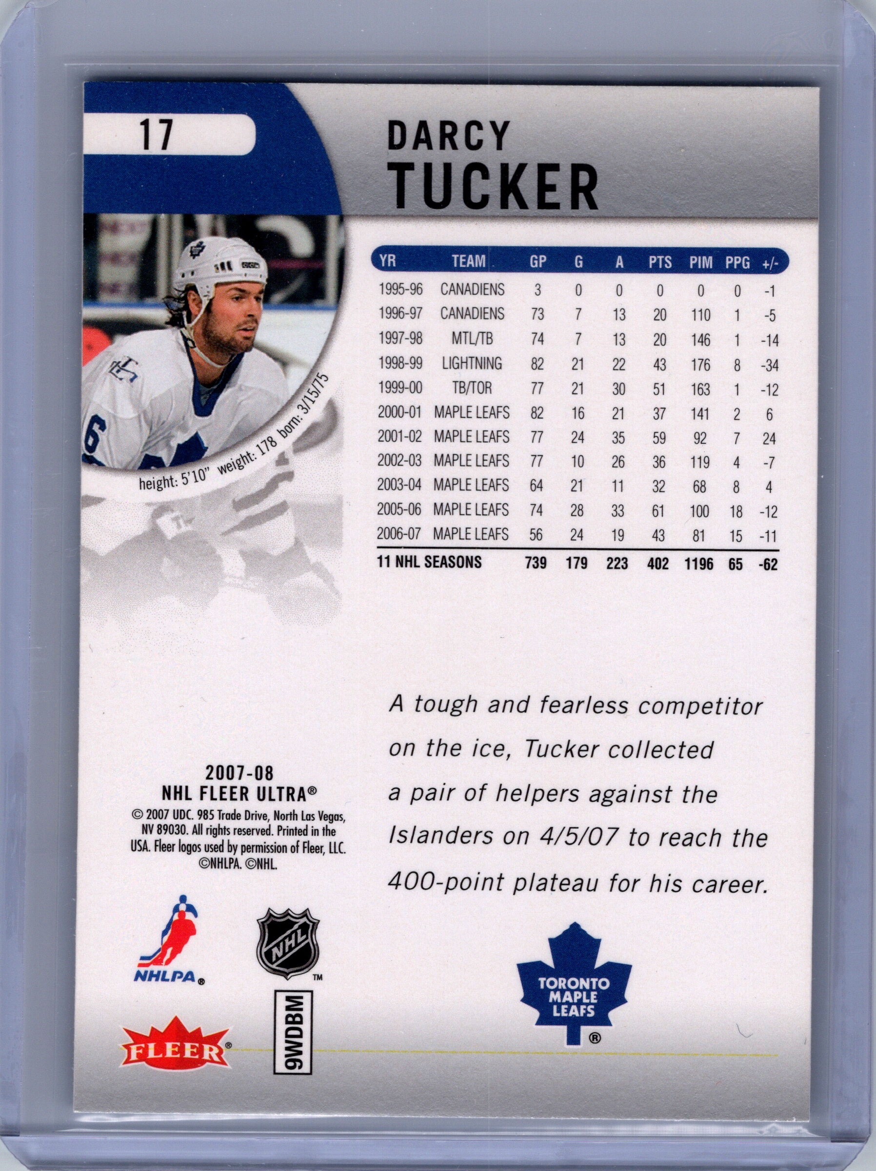 2007-08 Ultra #17 Darcy Tucker