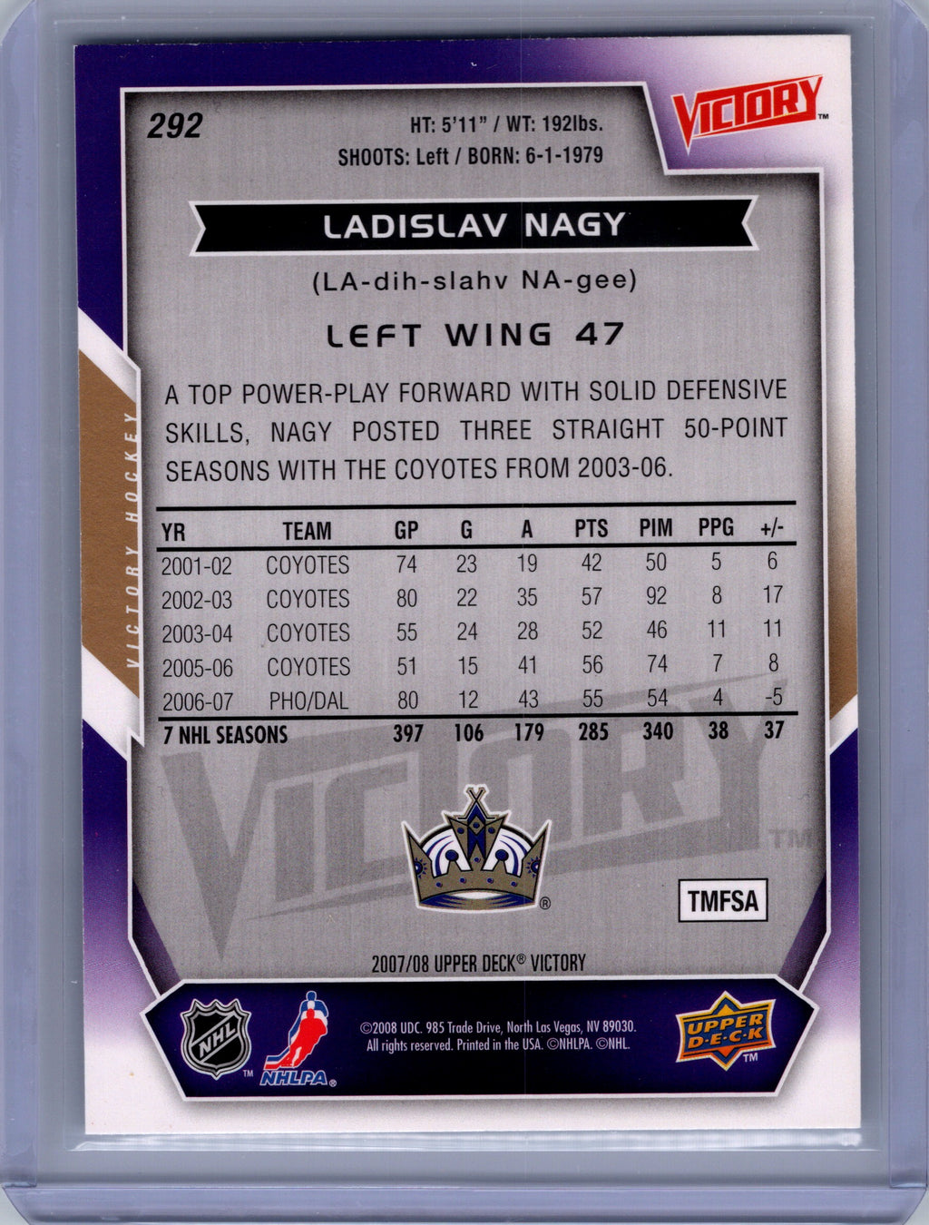 2007-08 Upper Deck Victory #292 Ladislav Nagy