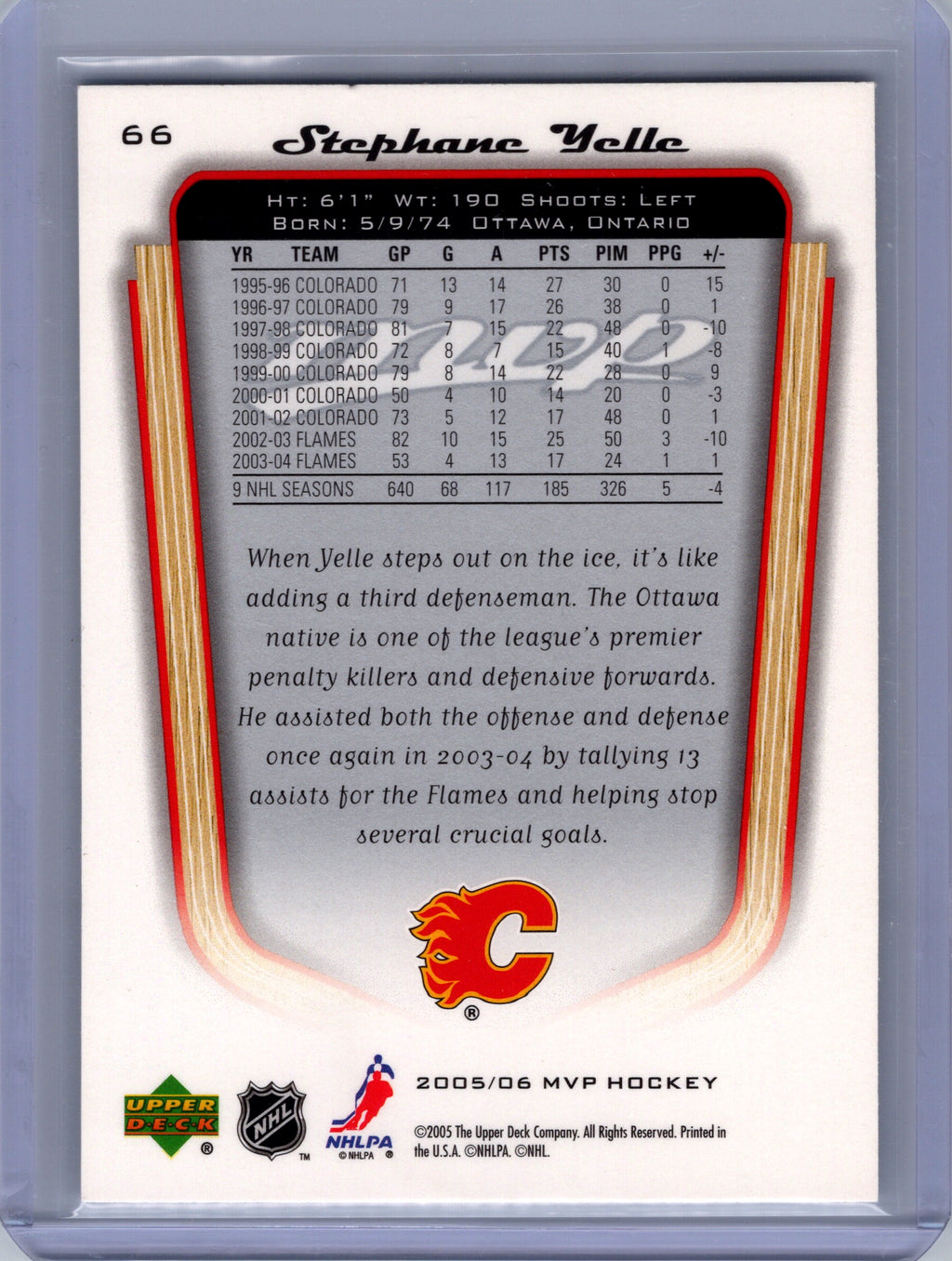 2005-06 Upper Deck MVP #66 Stephane Yelle
