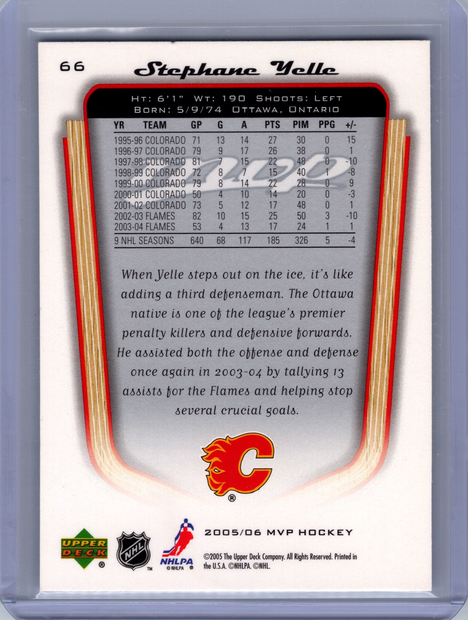 2005-06 Upper Deck MVP #66 Stephane Yelle