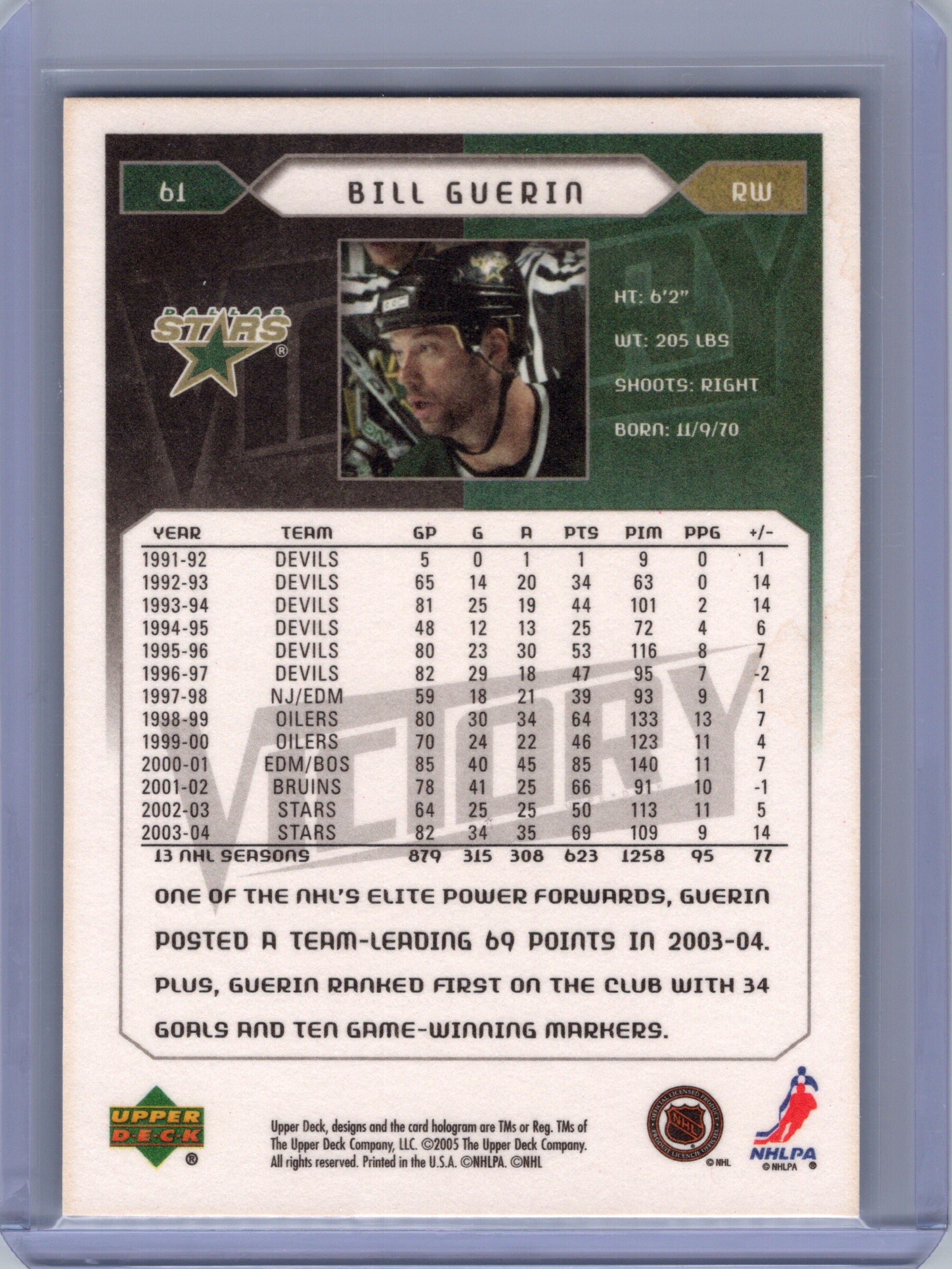 2005-06 Upper Deck Victory #61 Bill Guerin