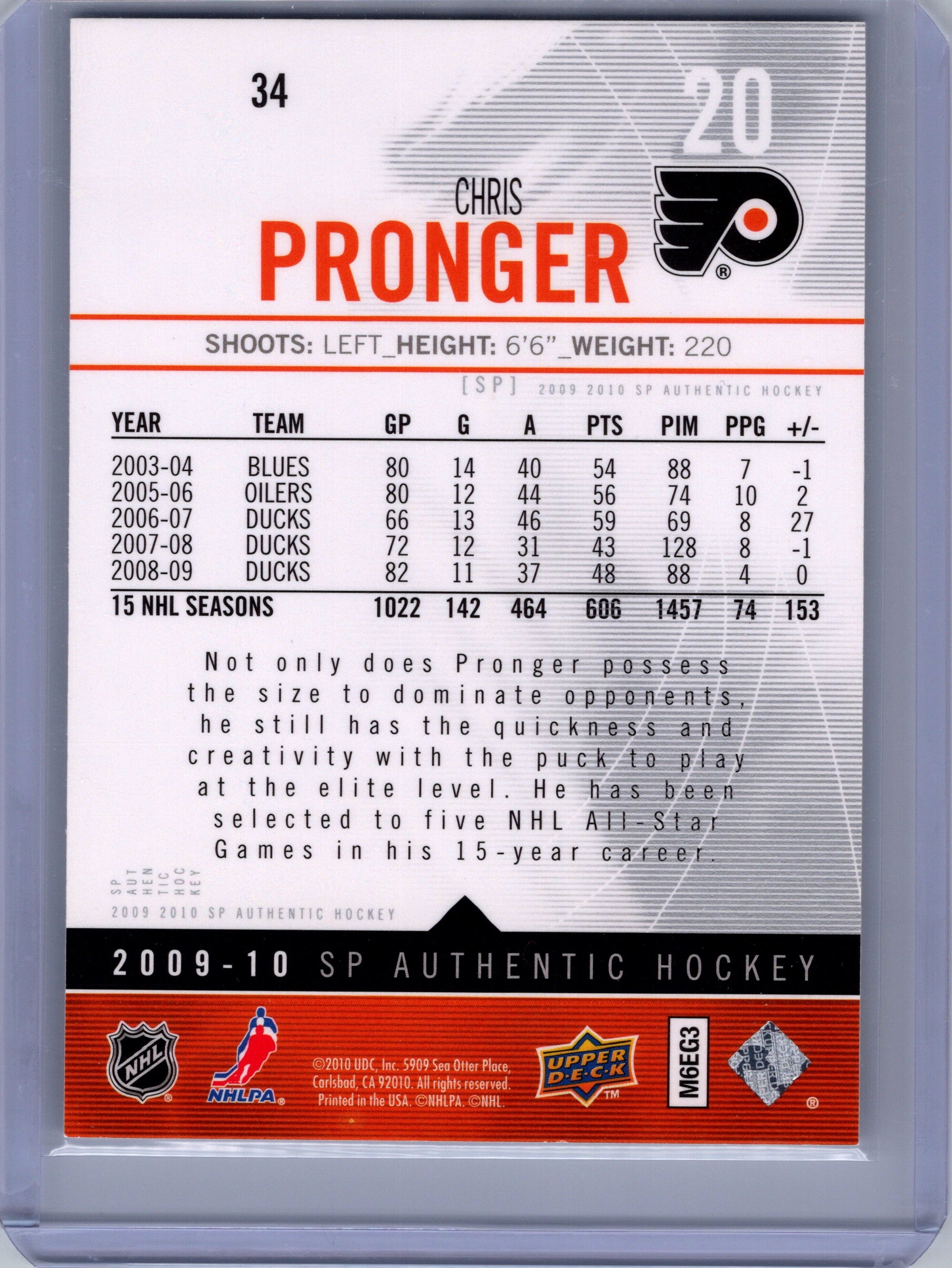 2009-10 SP Authentic #34 Chris Pronger