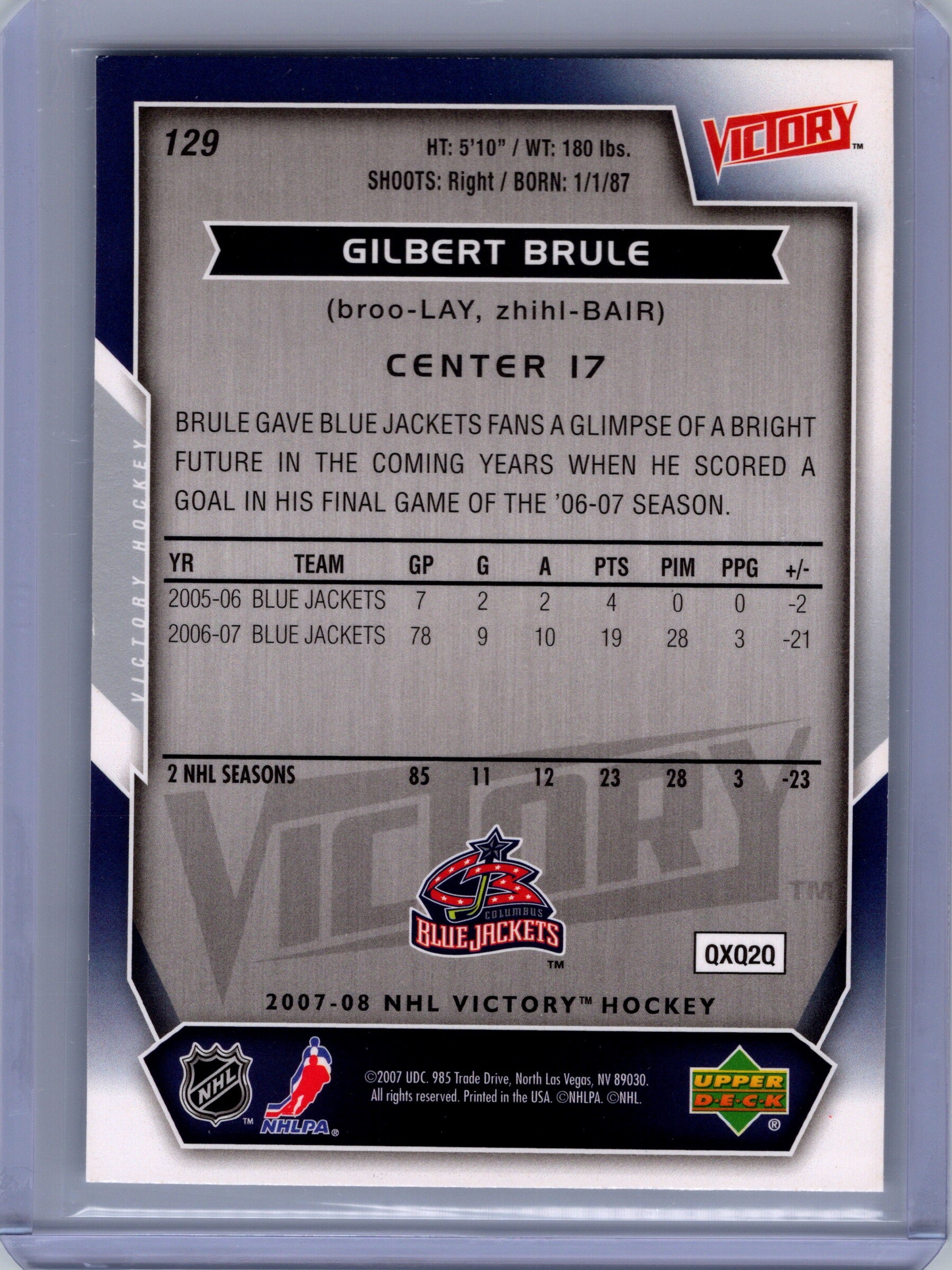 2007-08 Upper Deck Victory #129 Gilbert Brule