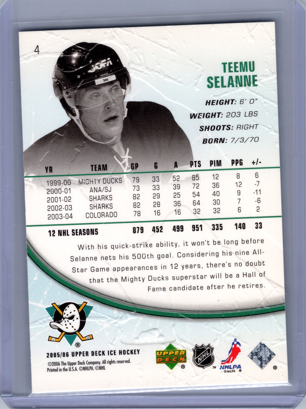2005-06 Upper Deck Ice #4 Teemu Selanne