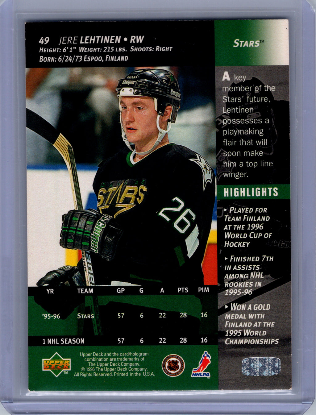 1996-97 Upper Deck #49 Jere Lehtinen