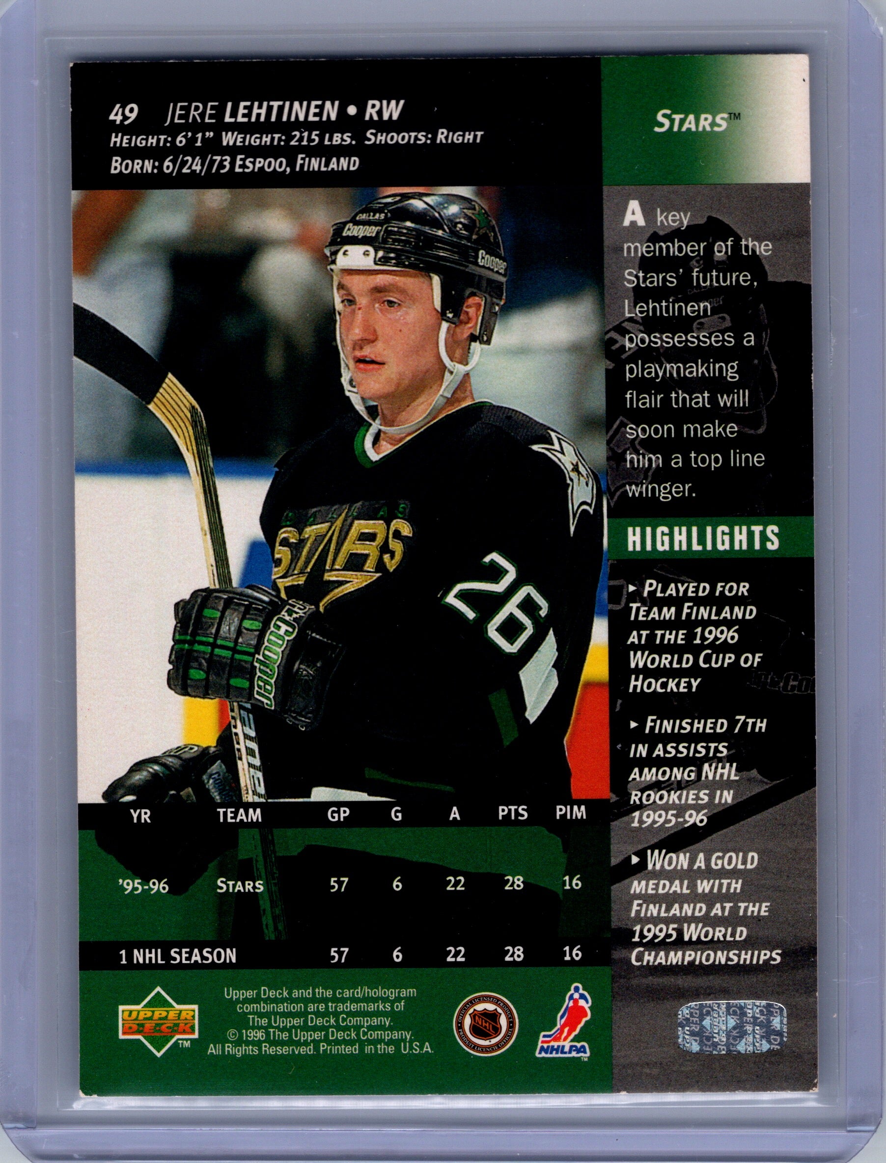 1996-97 Upper Deck #49 Jere Lehtinen