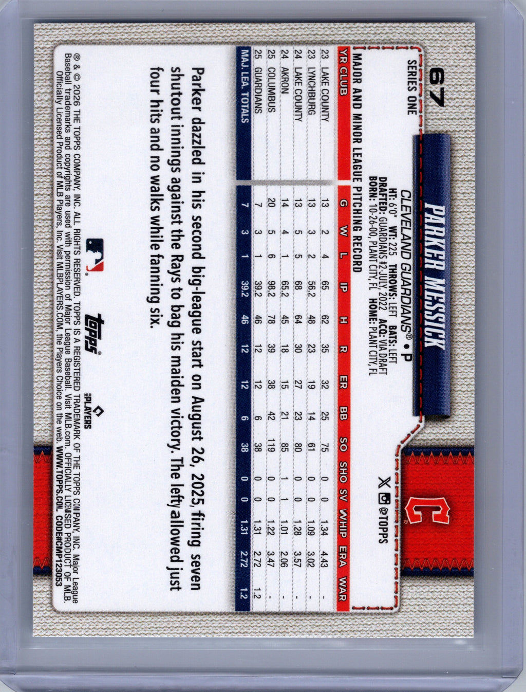 2026 Topps #67 Parker Messick