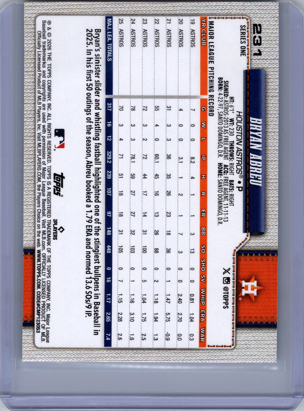 2026 Topps #231 Bryan Abreu