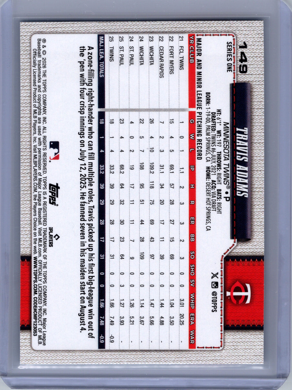 2026 Topps #149 Travis Adams