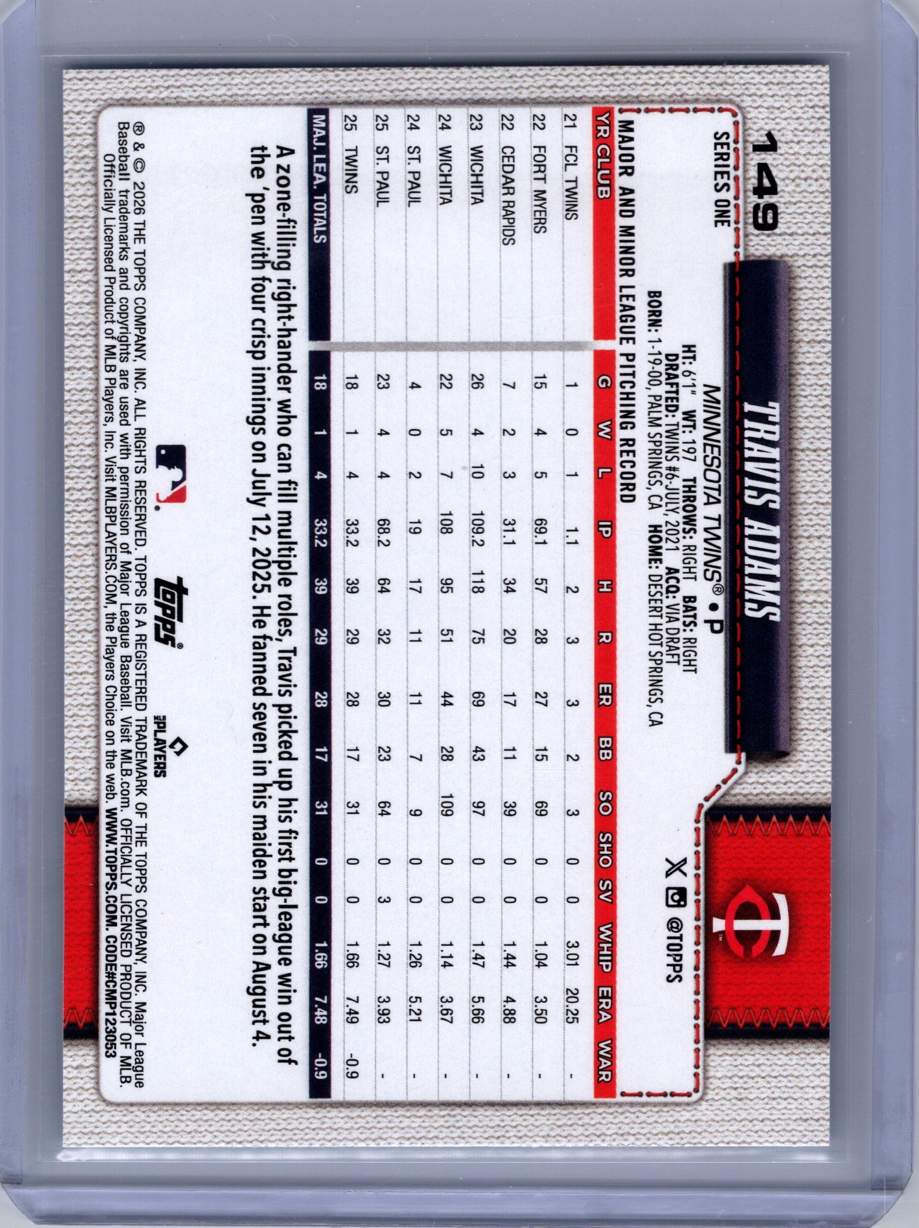 2026 Topps #149 Travis Adams