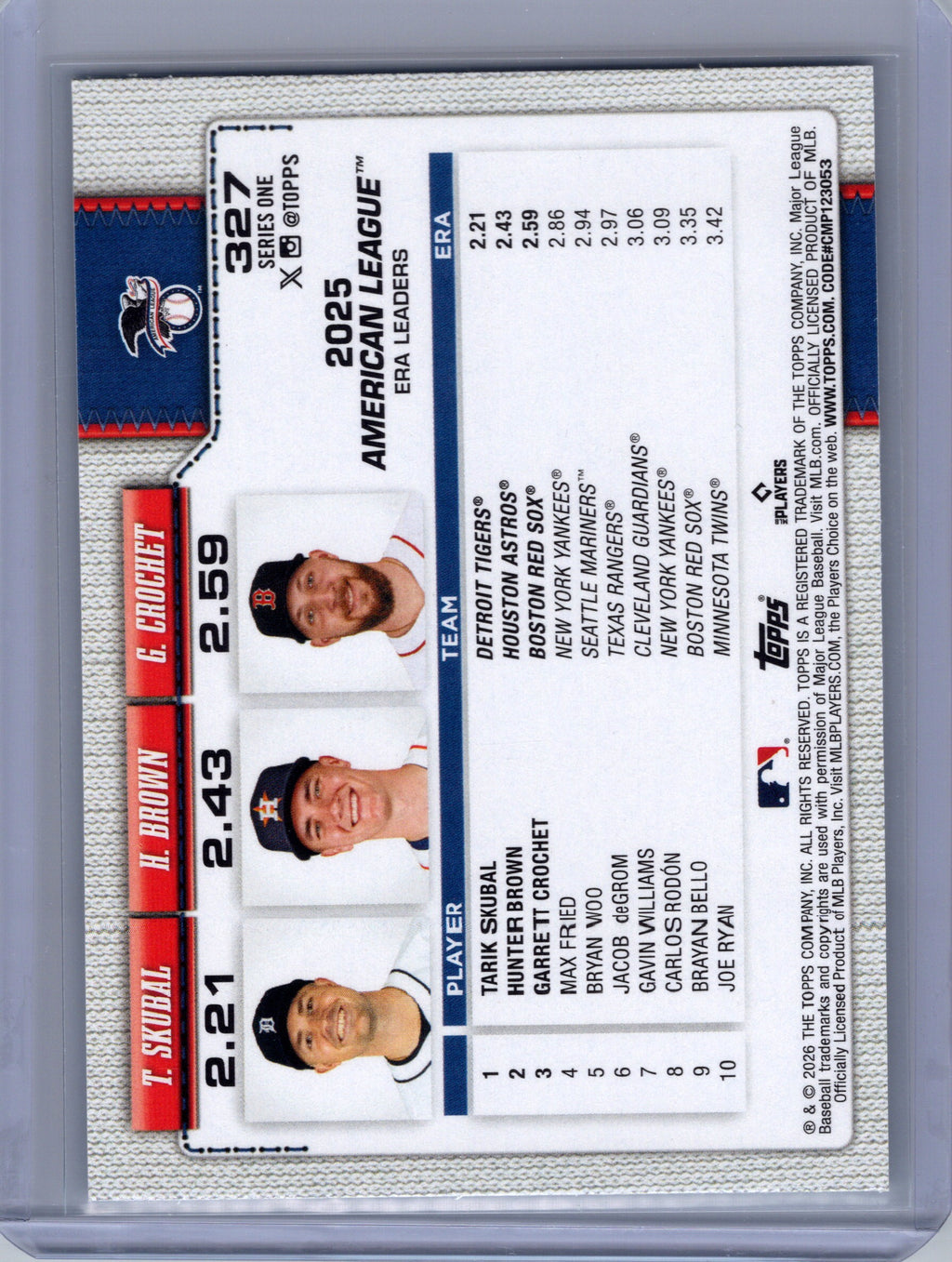 2026 Topps #327 American League Leaders ERA FoilFractors