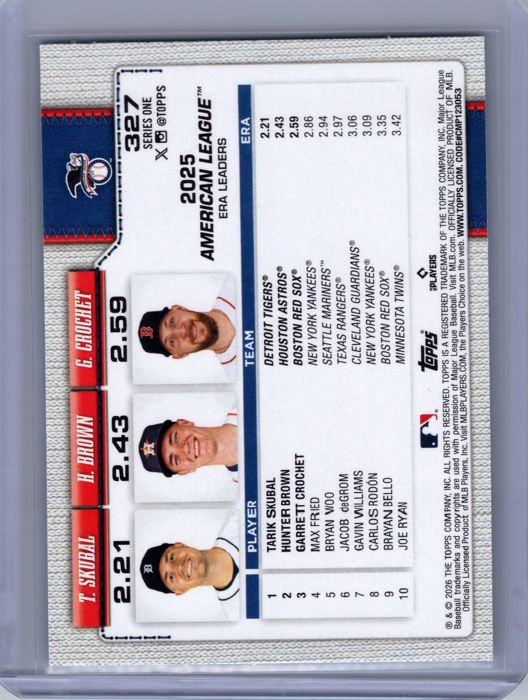 2026 Topps #327 American League Leaders ERA FoilFractors