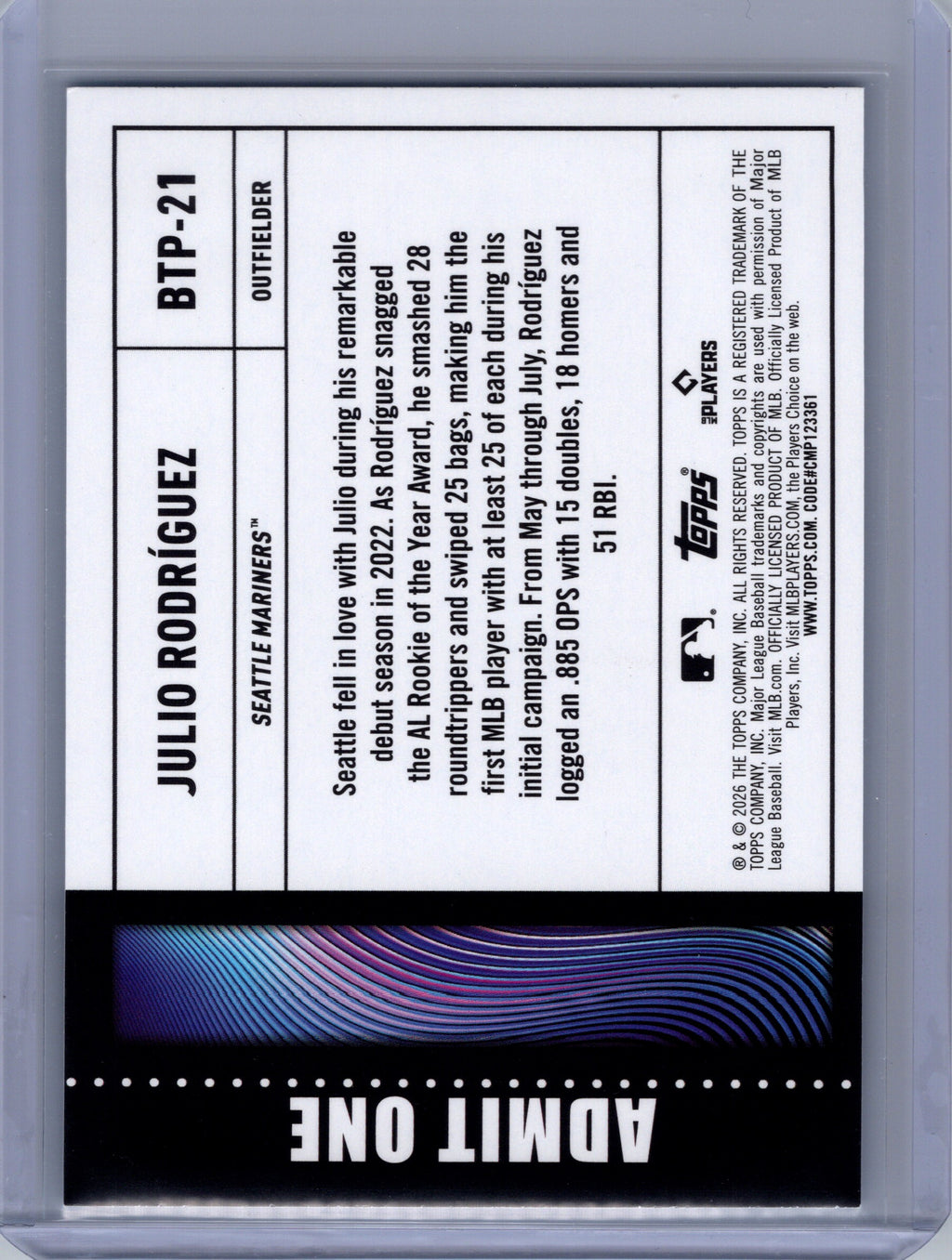 2026 Topps #BTP-21 Julio Rodríguez Big Ticket Players