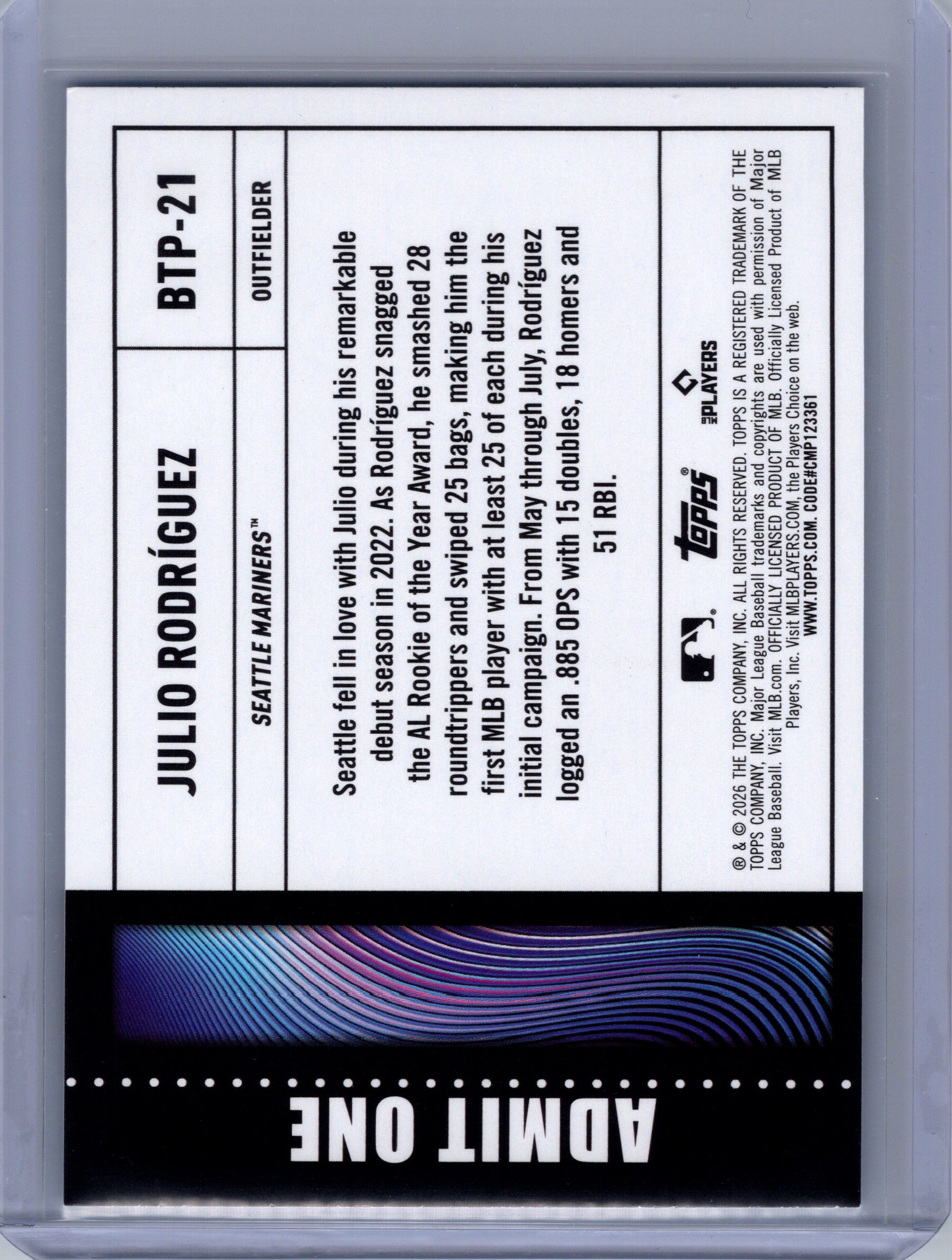 2026 Topps #BTP-21 Julio Rodríguez Big Ticket Players