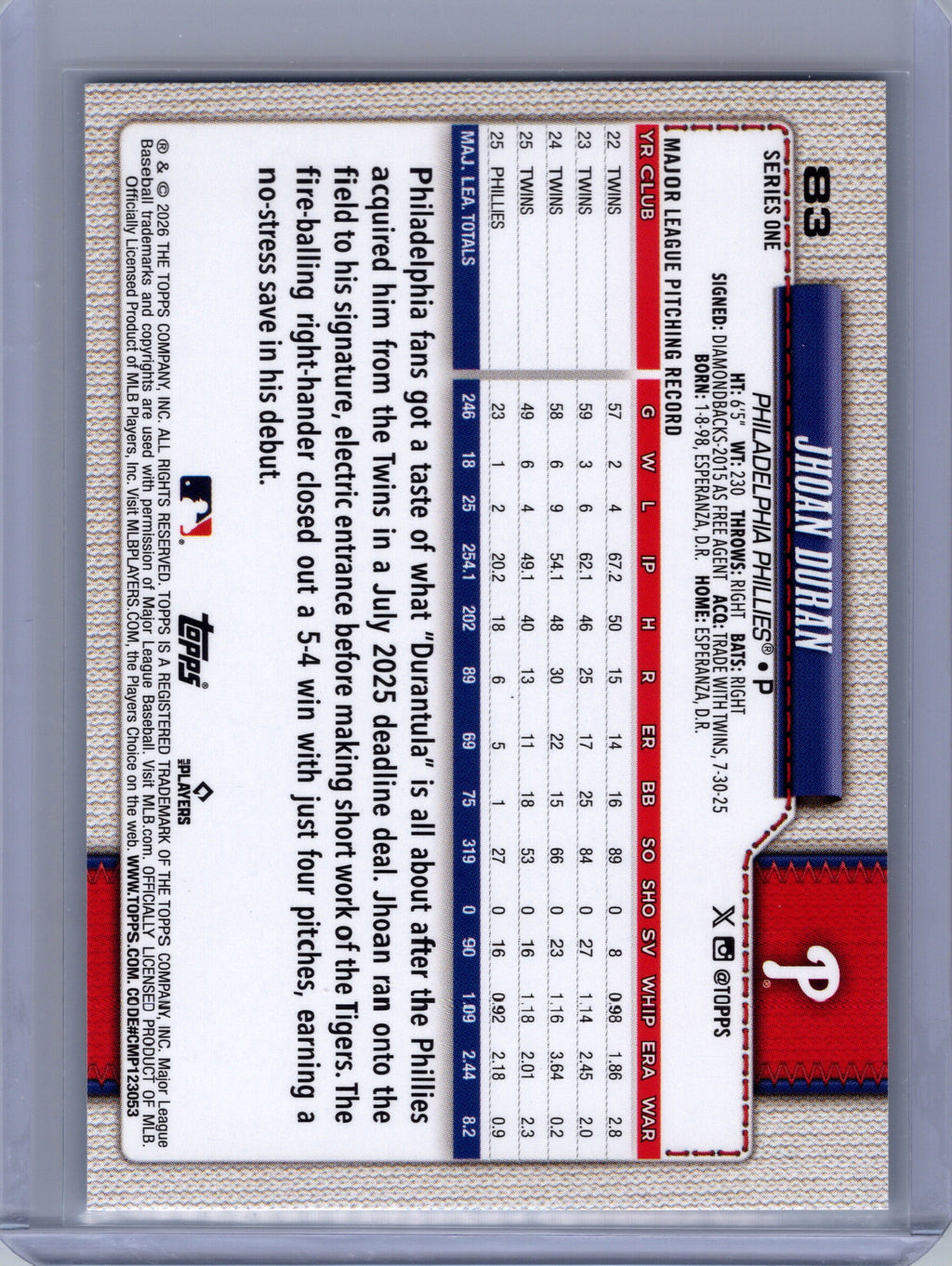 2026 Topps #83 Jhoan Duran