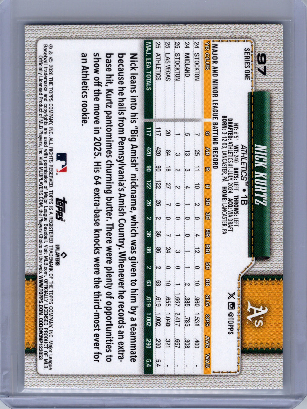 2026 Topps #97 Nick Kurtz