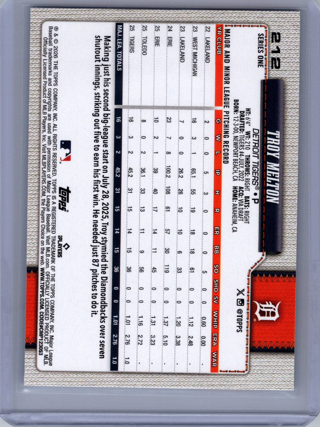 2026 Topps #212 Troy Melton