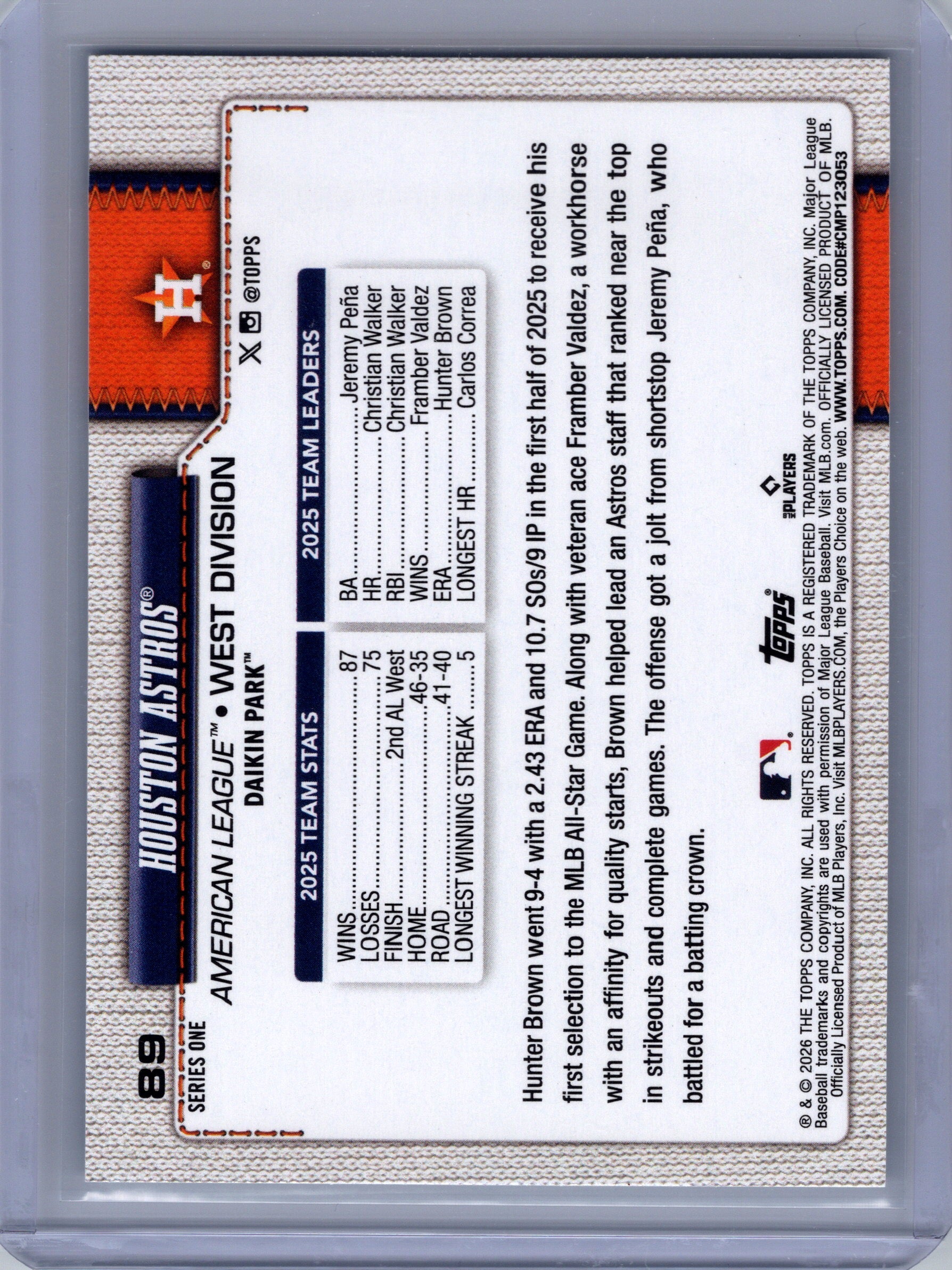 2026 Topps #89 Houston Astros