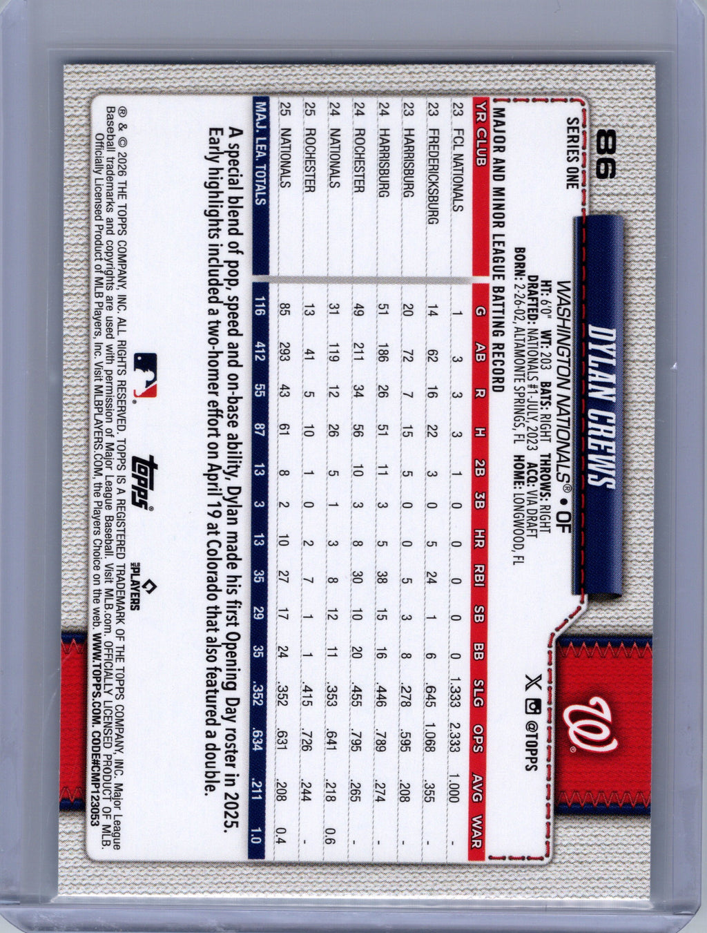 2026 Topps #86 Dylan Crews