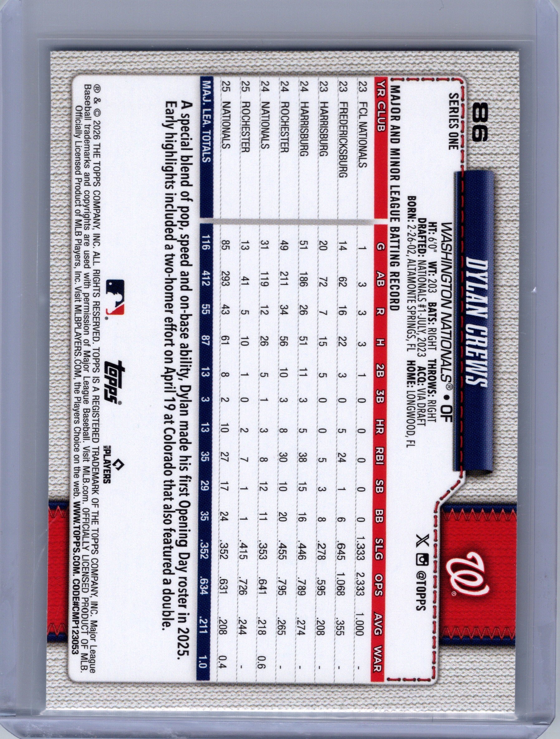 2026 Topps #86 Dylan Crews