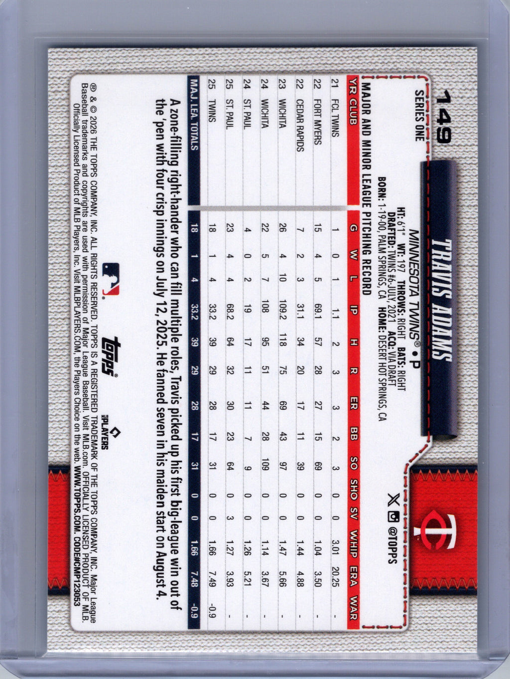 2026 Topps #149 Travis Adams