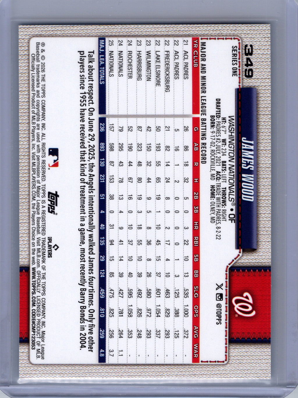 2026 Topps #349 James Wood