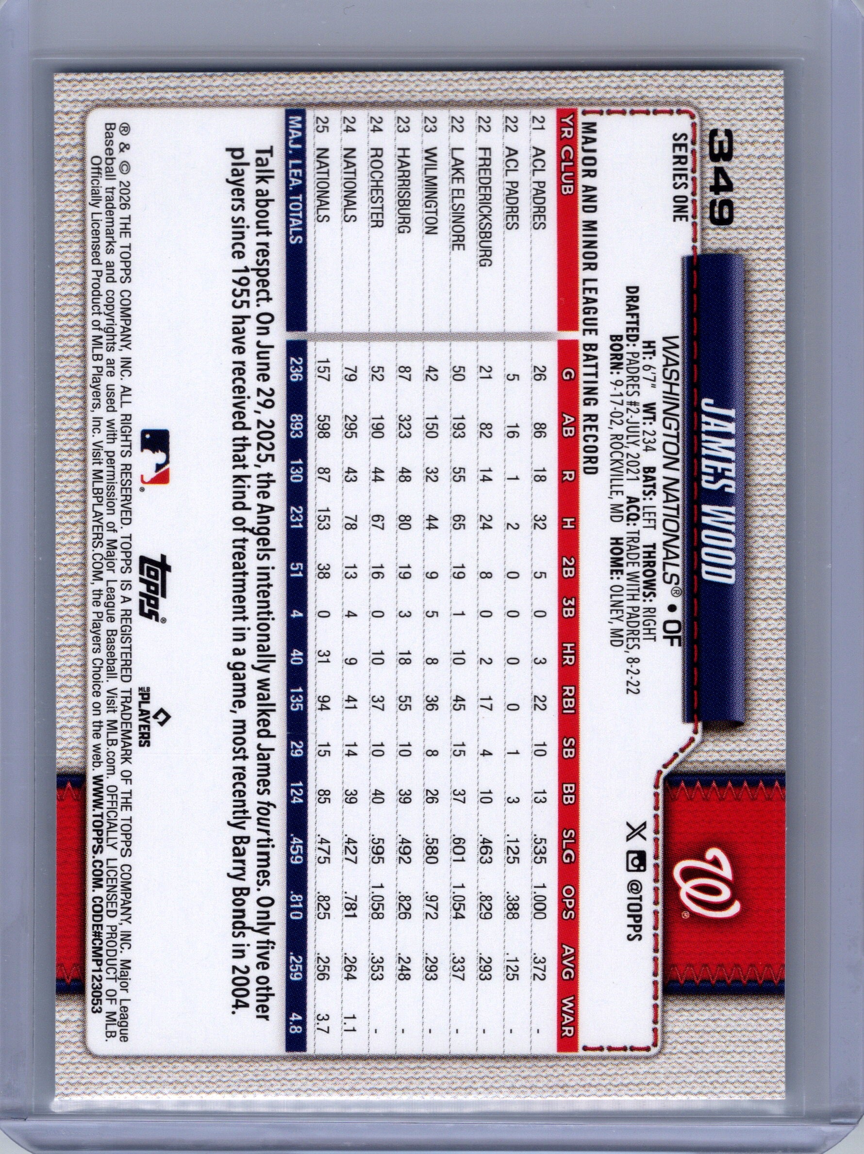 2026 Topps #349 James Wood